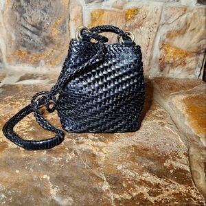 Vintage l.j.s collection black woven bag